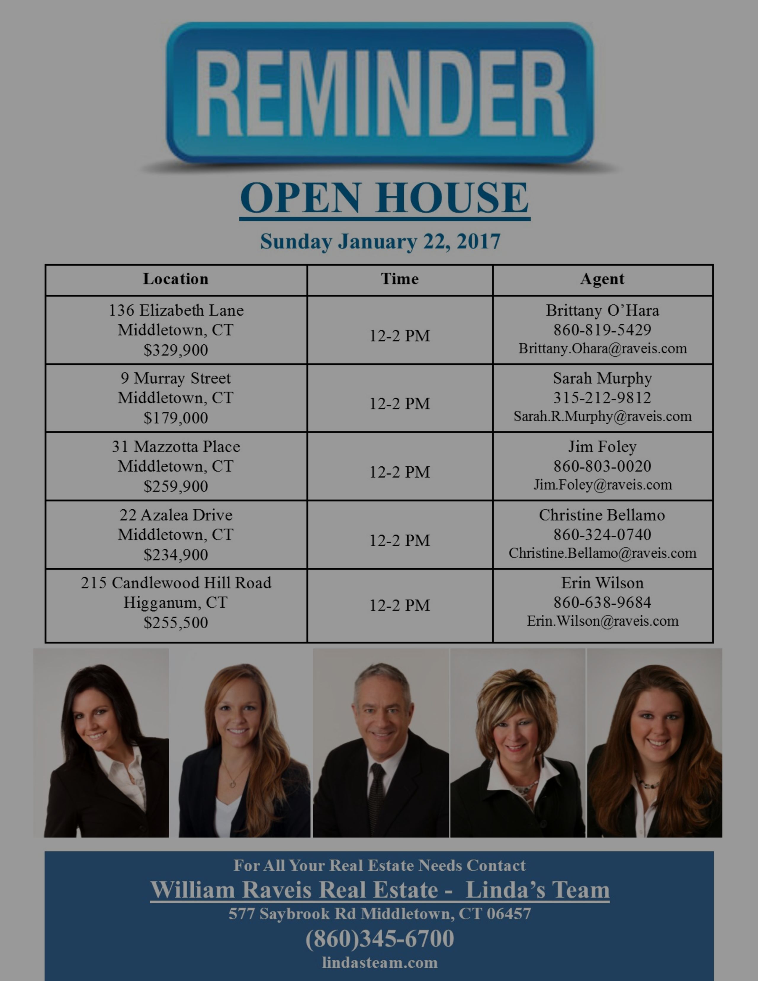 January 22, 2017 Linda&#8217;s Team Open Houses