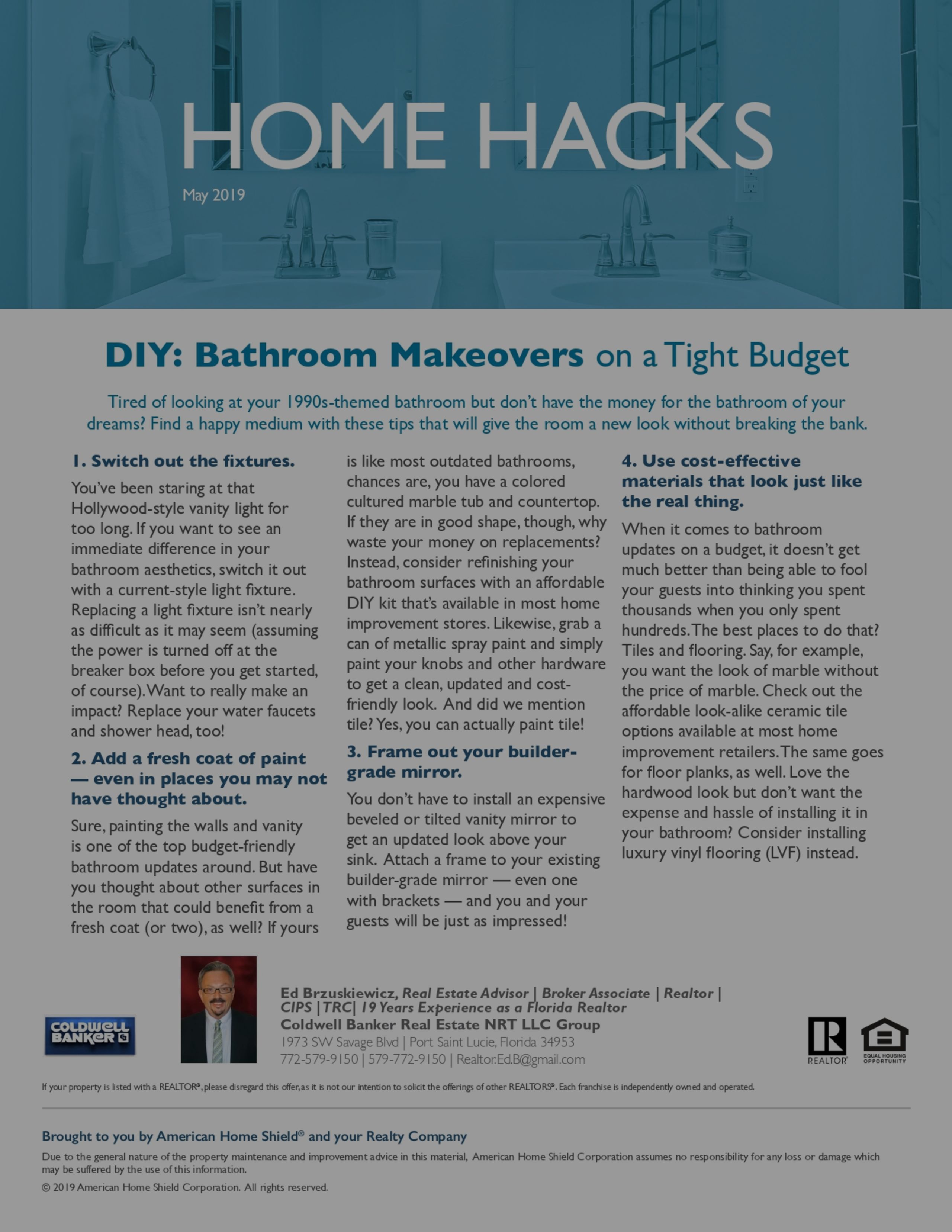May 2019 Newsletter:  DIY Bathroom Makeovers on a Budget