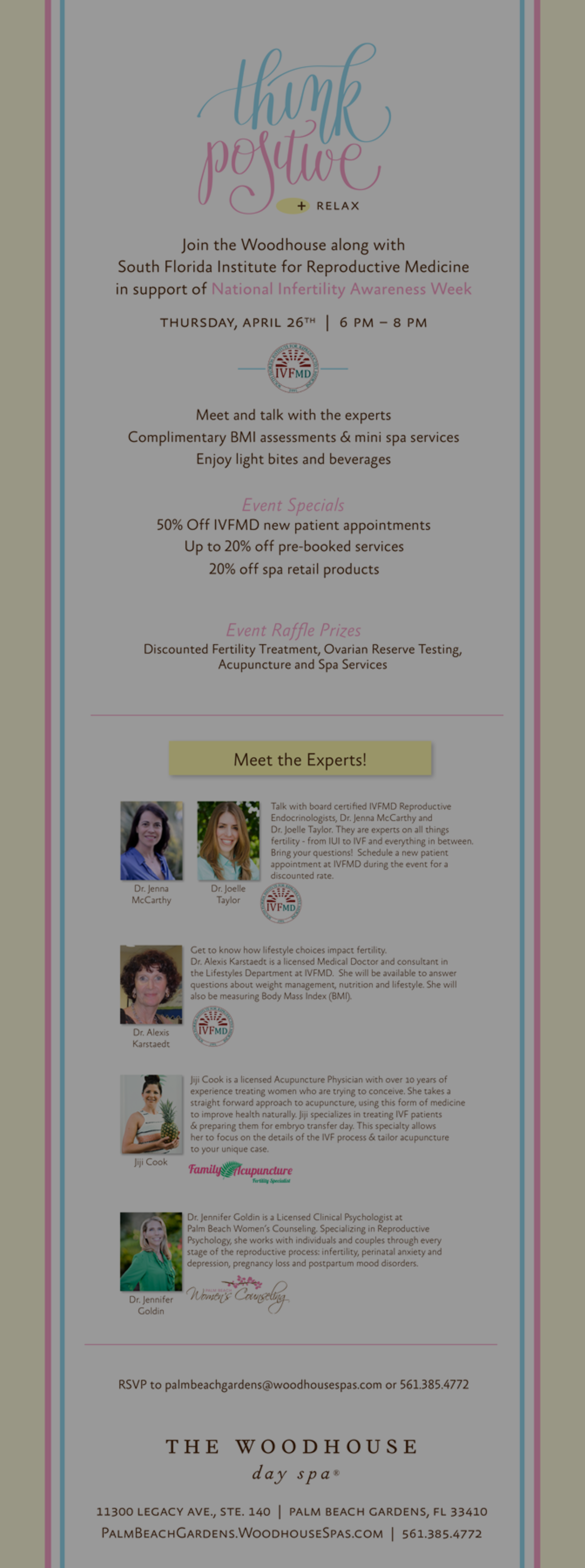 April 26th Event at Woodhouse Spa in support of National Infertility Awareness Week