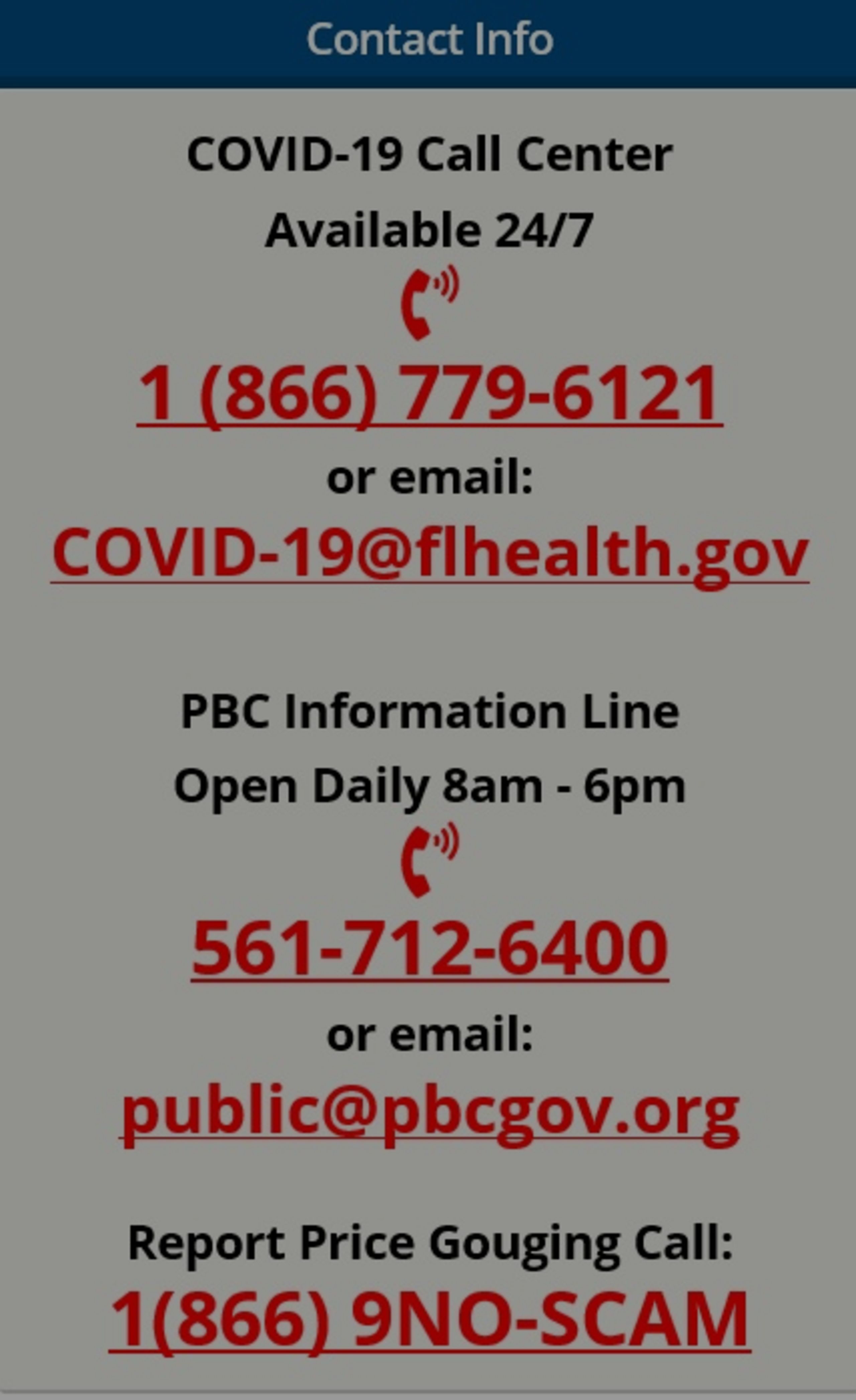 COVID – 19 UPDATES FOR MARTIN AND PALM BEACH COUNTIES