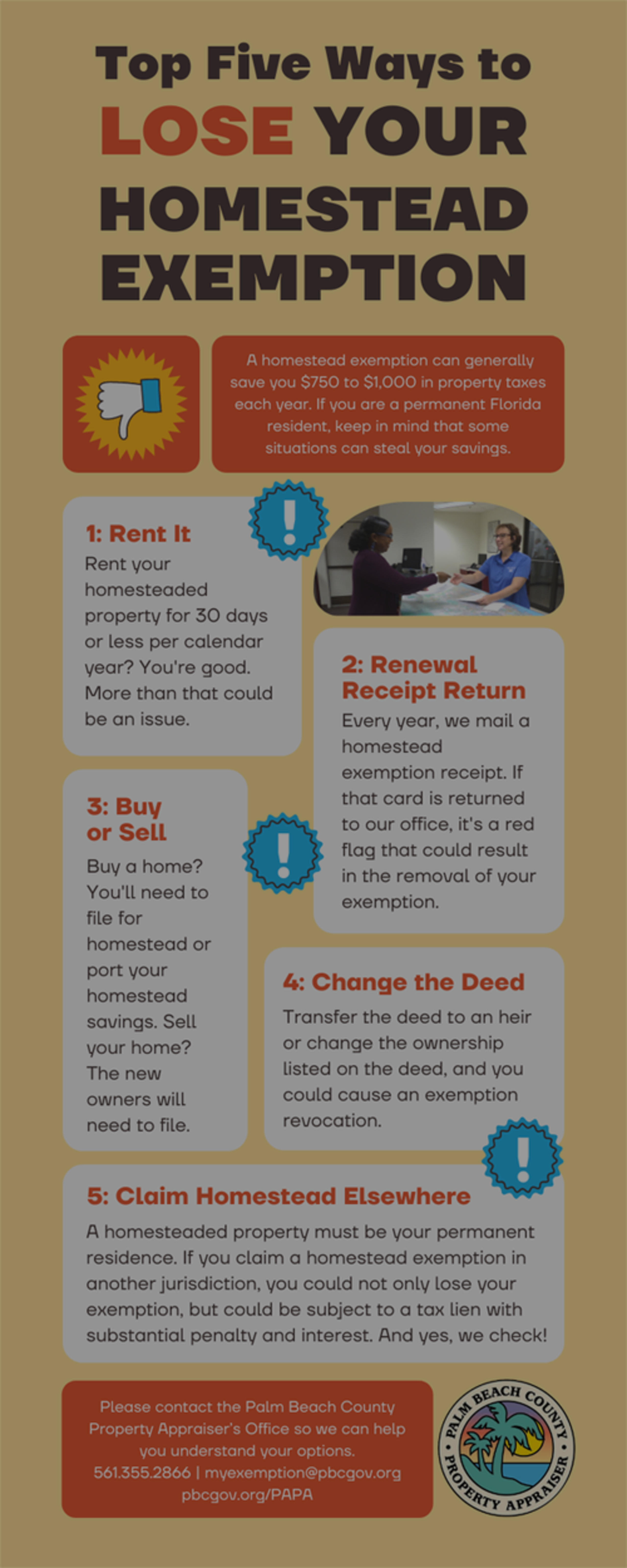 FL HOMESTEAD REMINDERS!