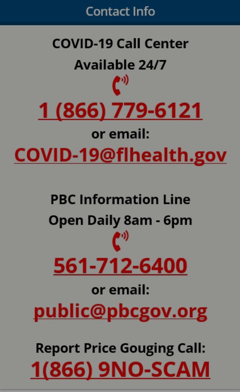 COVID – 19 UPDATES FOR MARTIN AND PALM BEACH COUNTIES