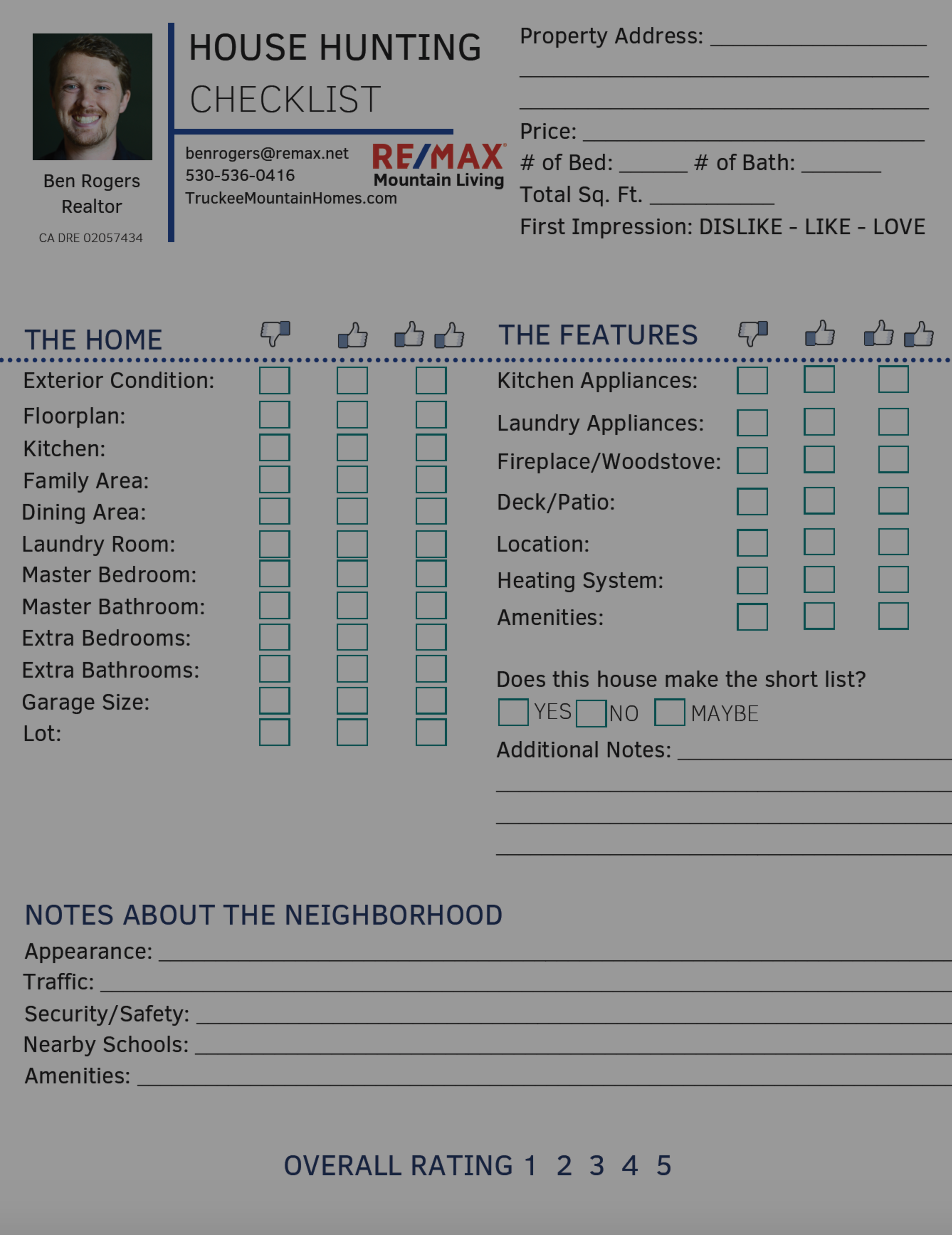 Home Buying Checklist Helpful Form Ben Rogers Re Max