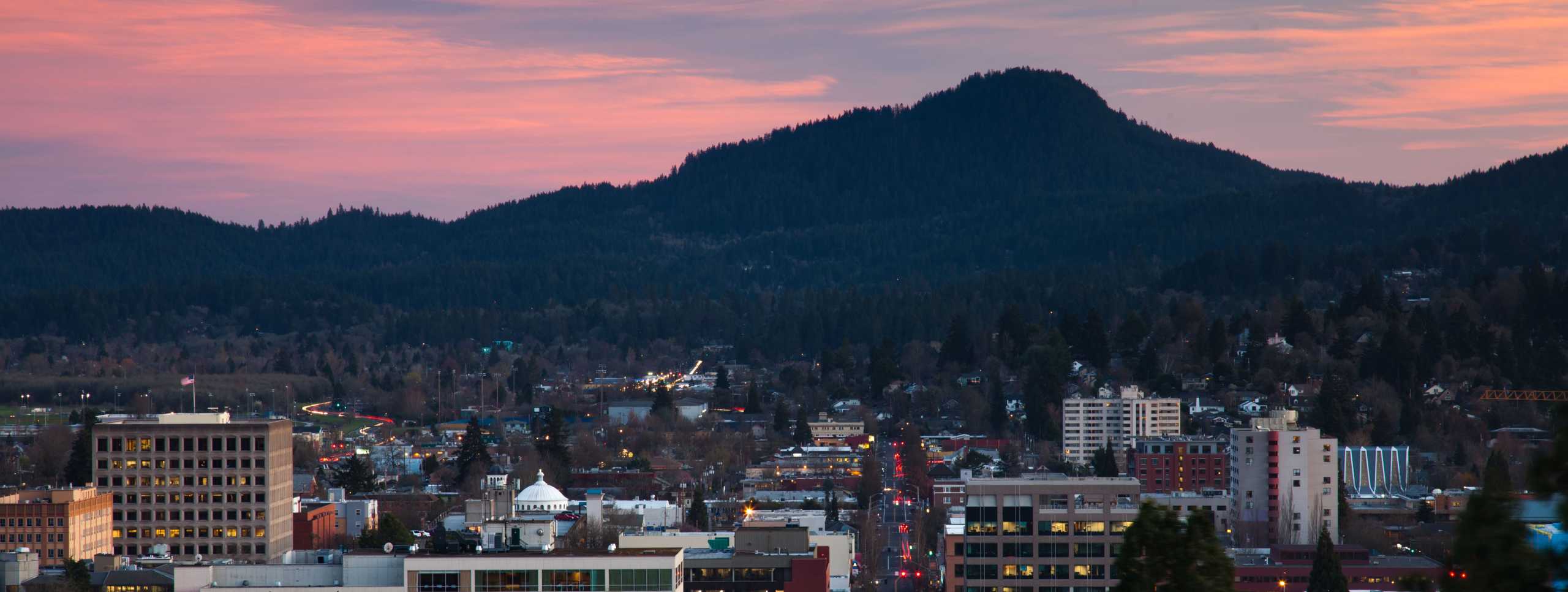 Downtown View of Eugene at dusk