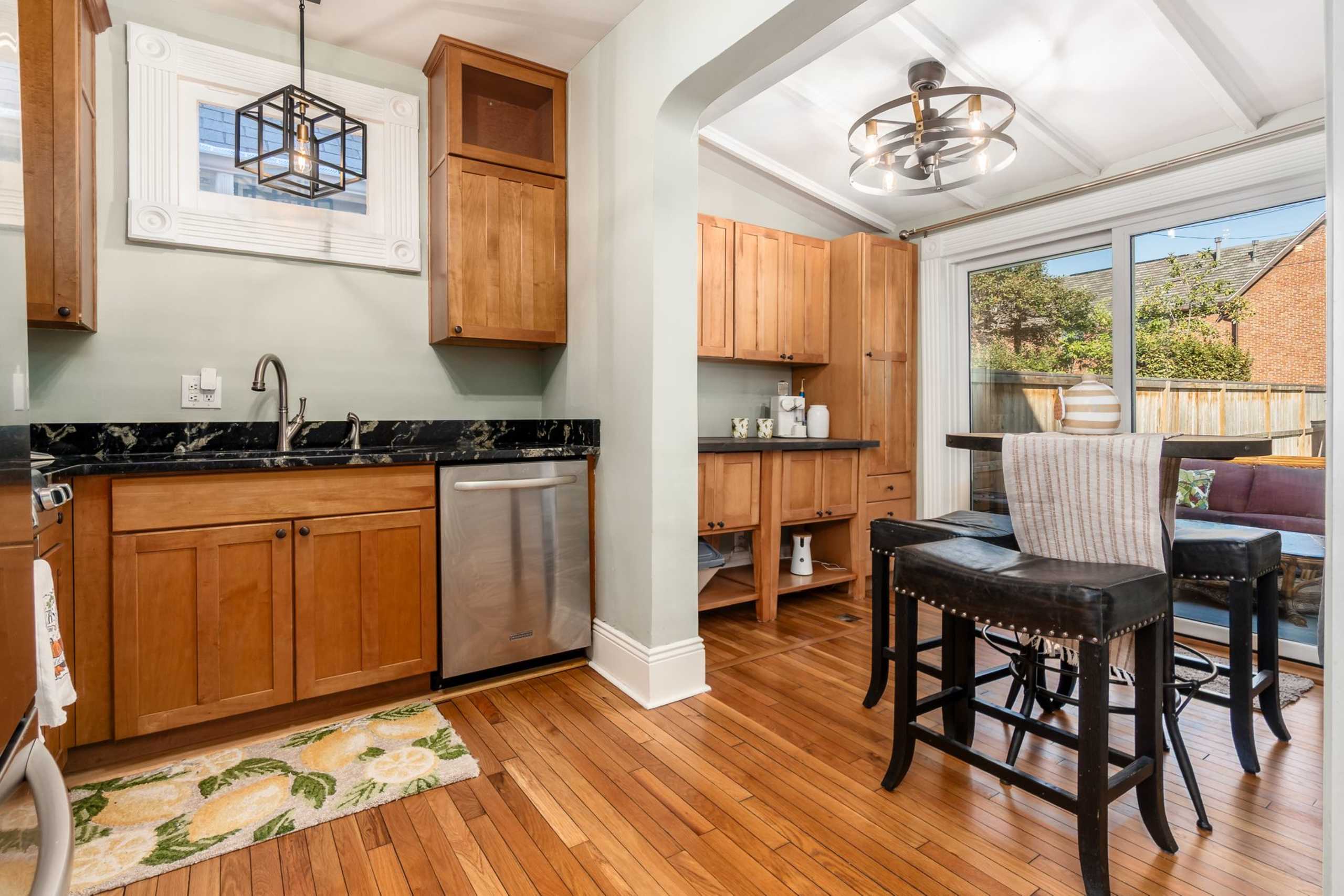 German VIllage home for sale with updated lighting in kitchen and dining room