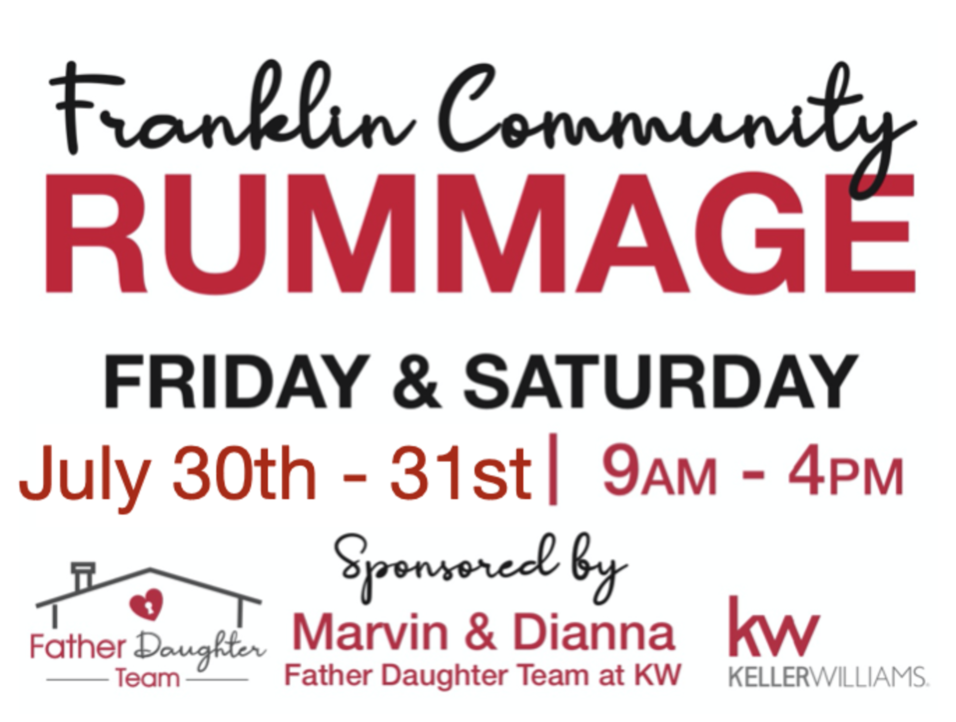 Franklin Community Rummage &#8211; Friday, July 30th &#8211; Saturday, July 31st