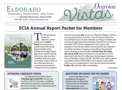 March Vistas Community Newsletter now available
