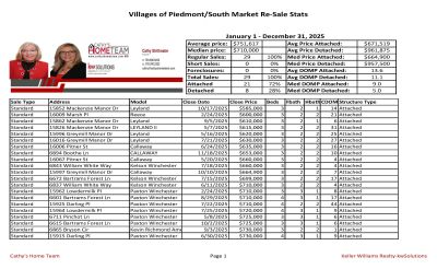 Villages of Piedmont 2025 Annual Home Sale Stats