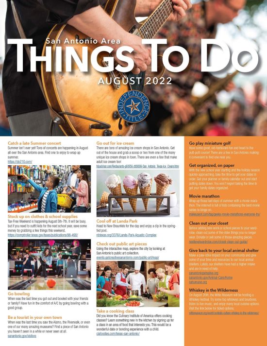 Things to Do in August | SA | 2022