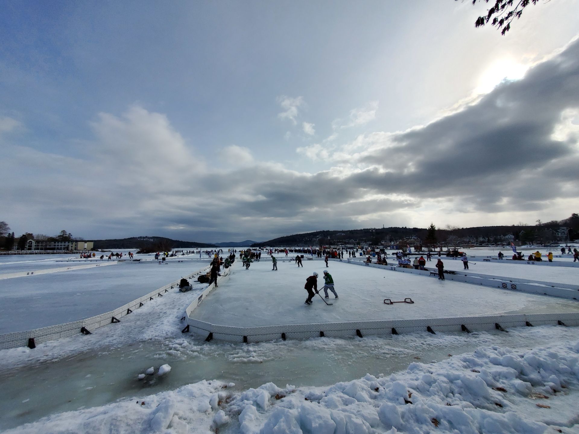 New England Pond Hockey Tournament in Meredith Bay of Lake