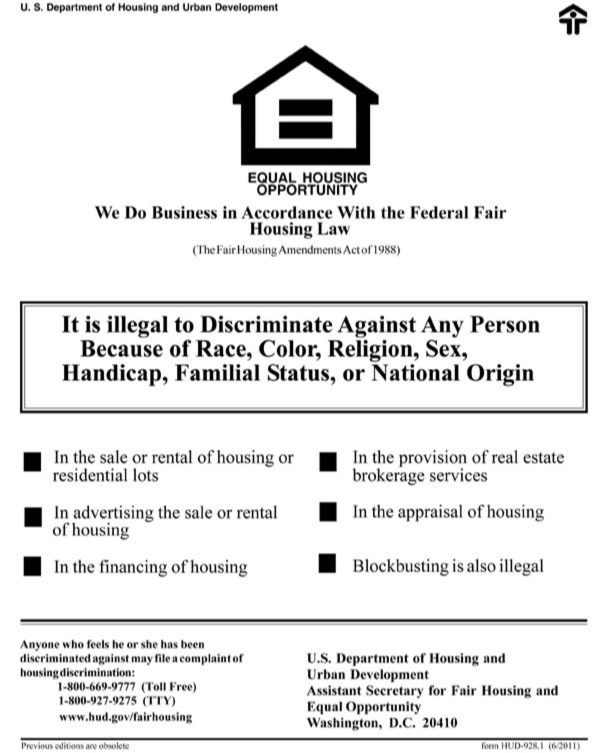 Fair Housing Notice Fdic Gov Rules And Hud Notices