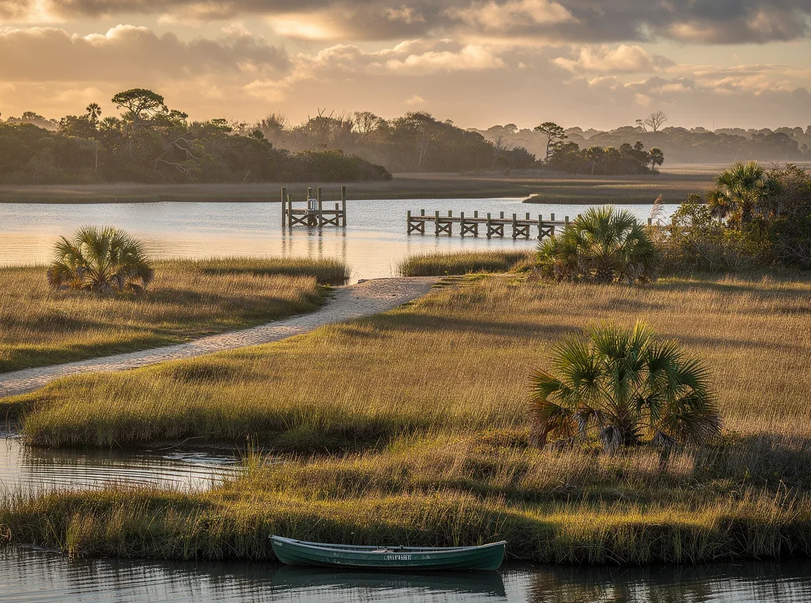Coastal marshland near St. Augustine at sunset