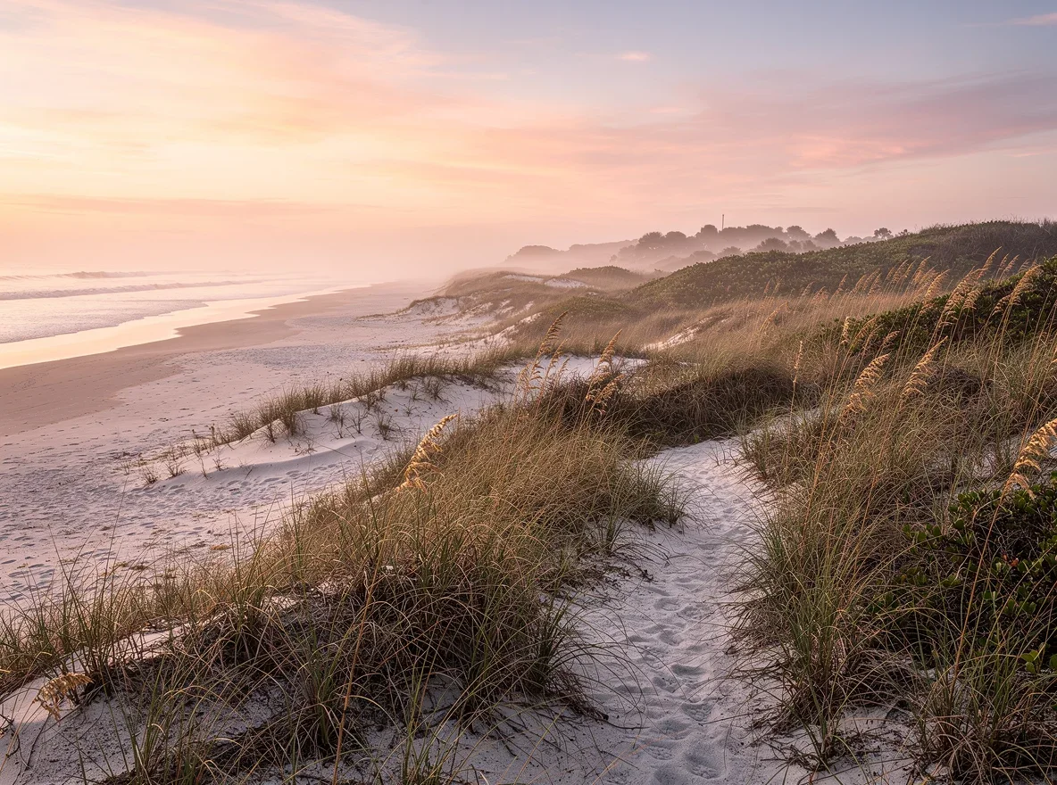 Sunrise over dunes in Ponte Vedra Beach, Florida