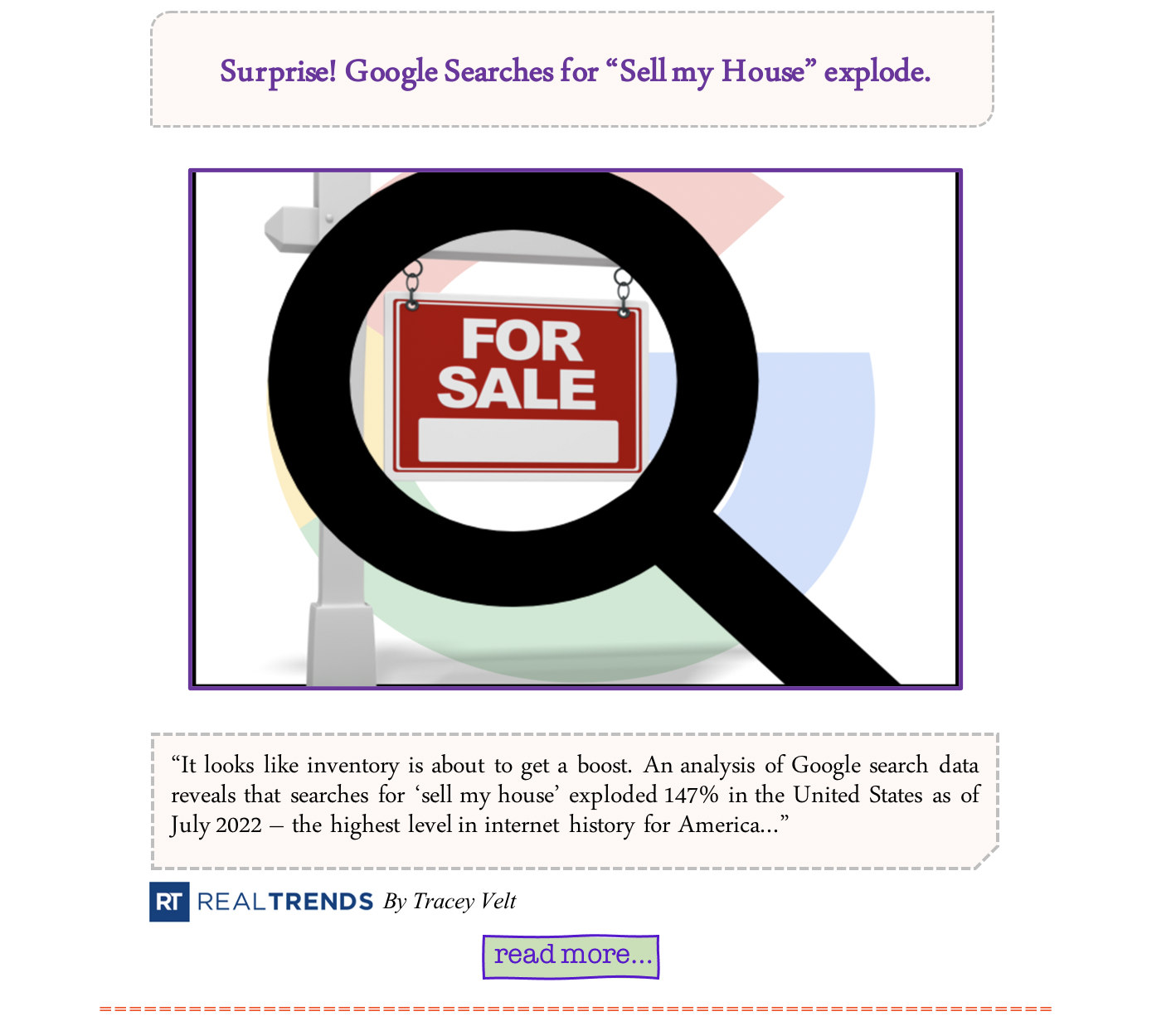 Google internet search sell my home