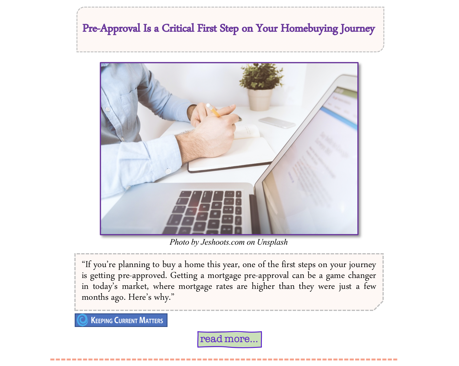 Man at computer writing notes. Pre-Approval Is a Critical First Step on Your Homebuying Journey 