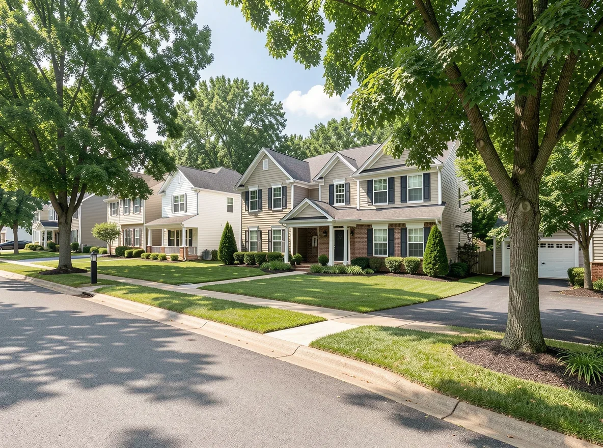 Neighborhood street scene in Millington, Tennessee