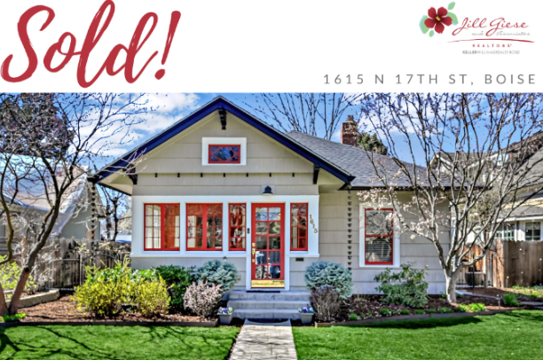 Exterior photo of 1615 N 17th St in North End Boise that says sold!