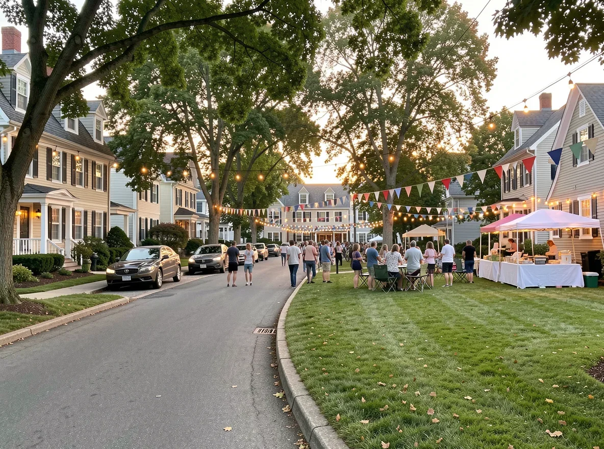 Cape Cod coastal neighborhood streetscape