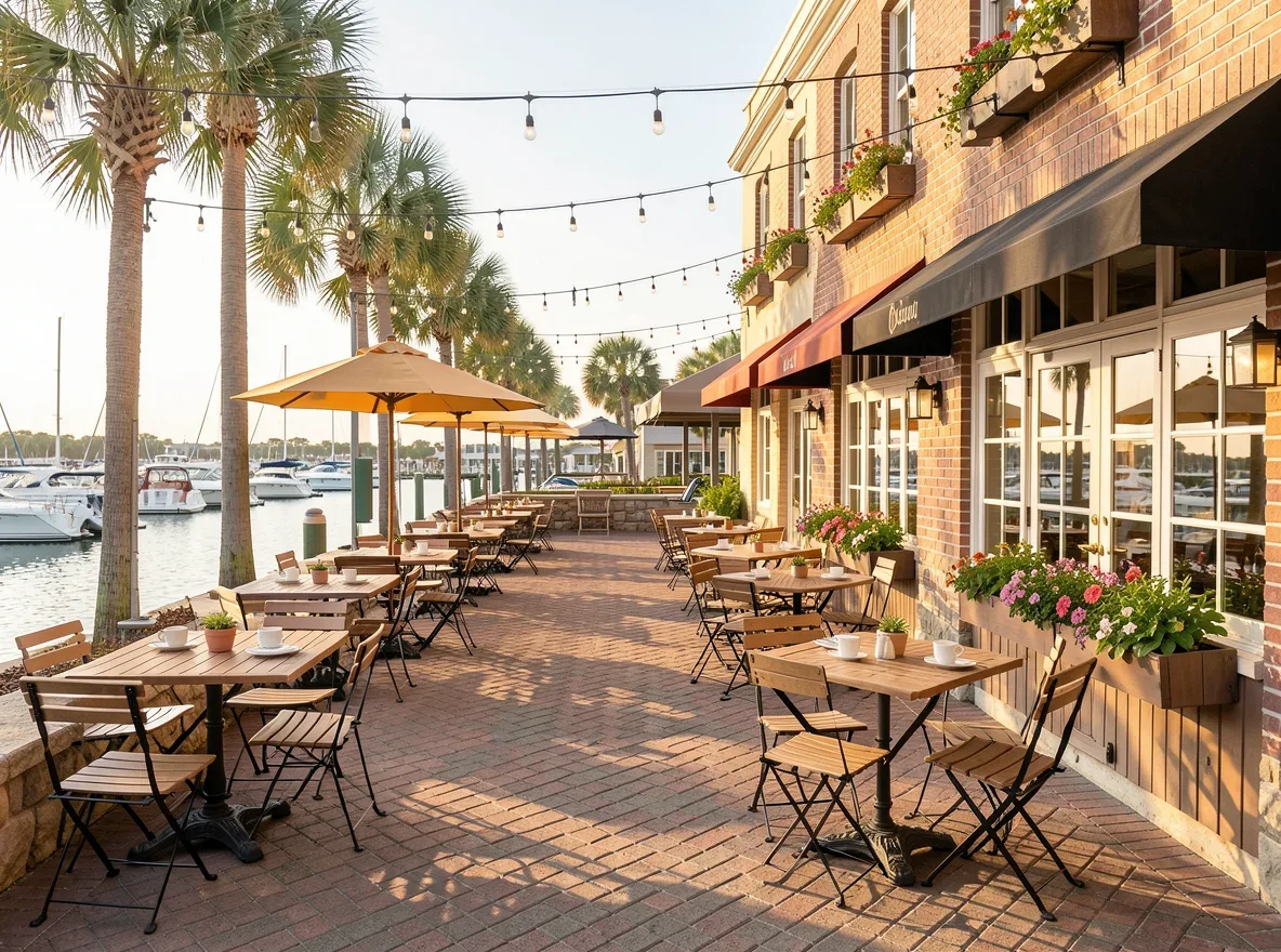 Waterfront brunch setting on Florida’s Gulf Coast