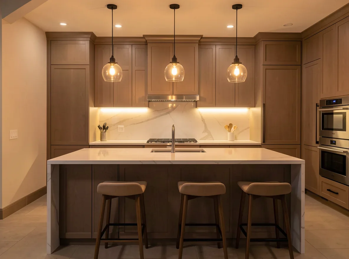 Updated kitchen lighting over island