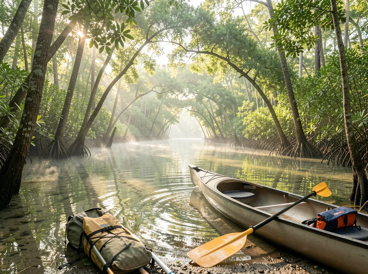 Kayaking through mangrove tunnels near Lido Key in Sarasota