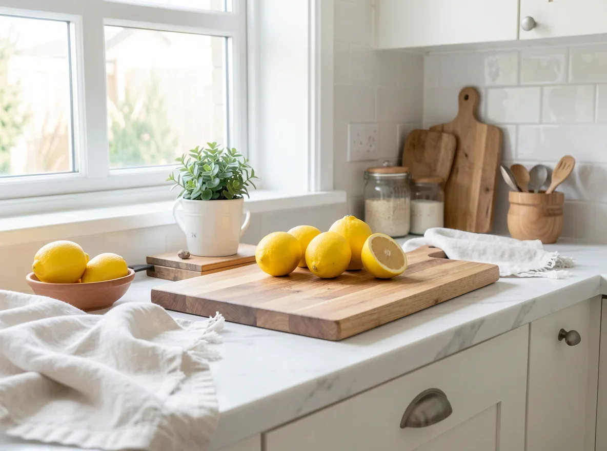 Styled kitchen counter with simple finishing touches