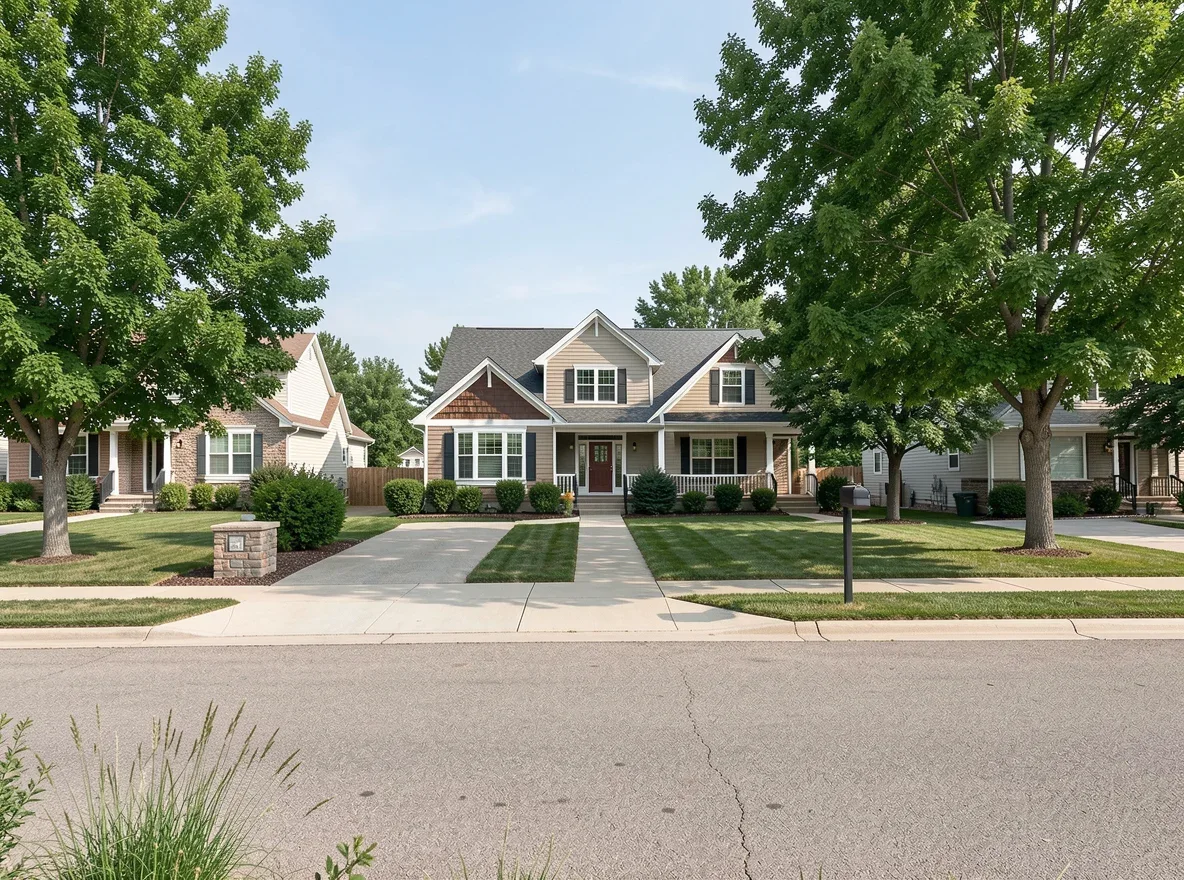 Neighborhood street and homes in Hartford, South Dakota