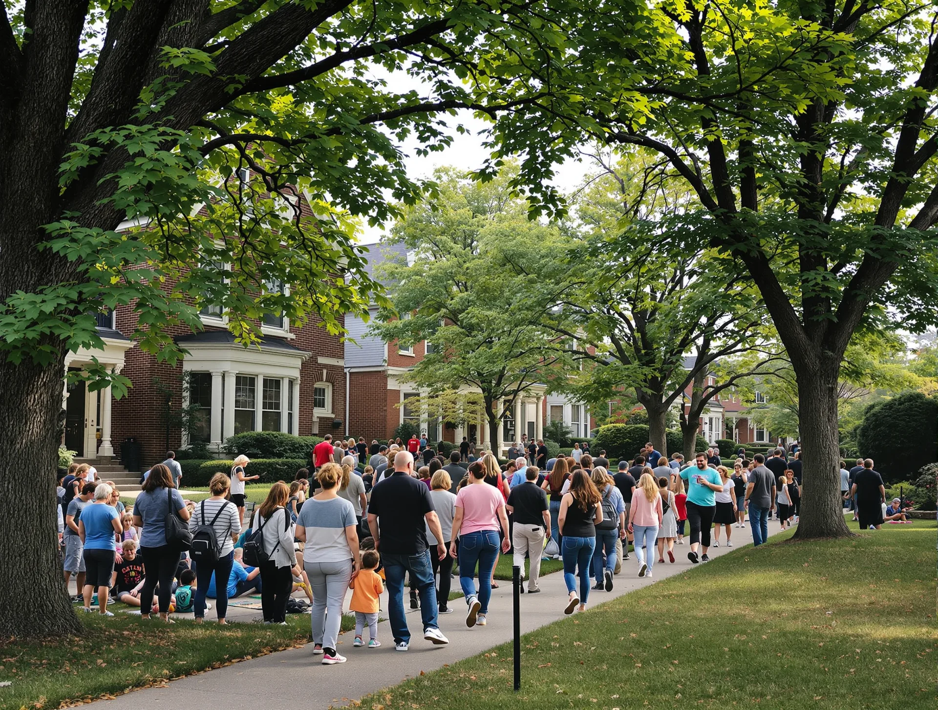 Neighbors enjoying a sunny afternoon in a leafy Berwyn neighborhood