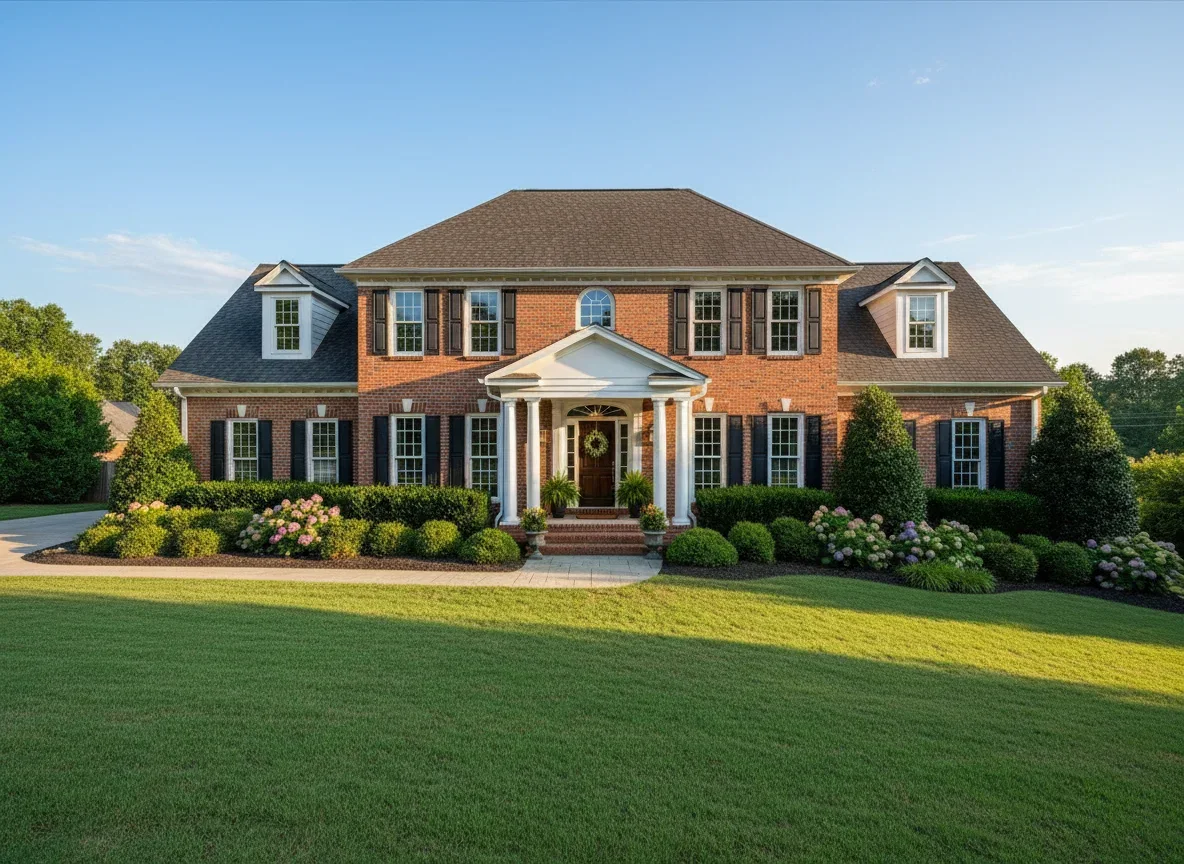 Cary home exterior with manicured landscaping