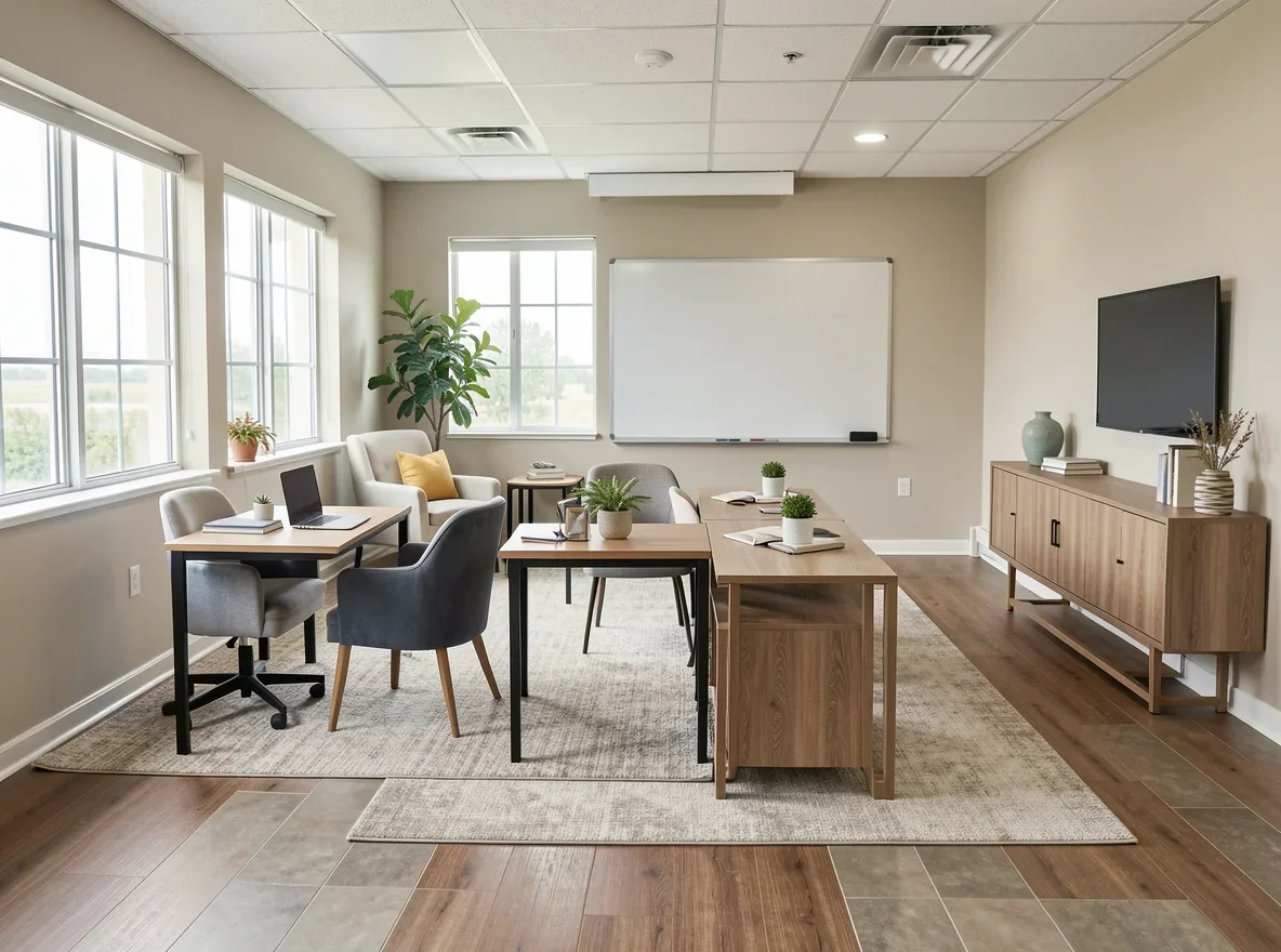 Adaptable education interior in a commercial property