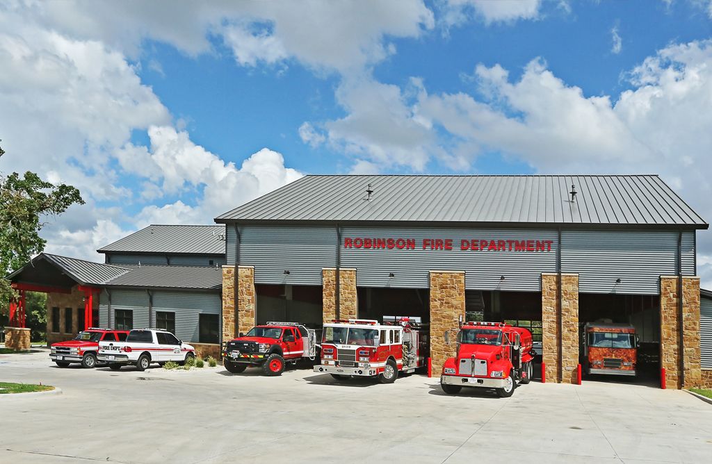 Robinson Texas Fire Station - houses for sale in robinson tx Front view of the robinson texas fire station with fire trucks in the open garages