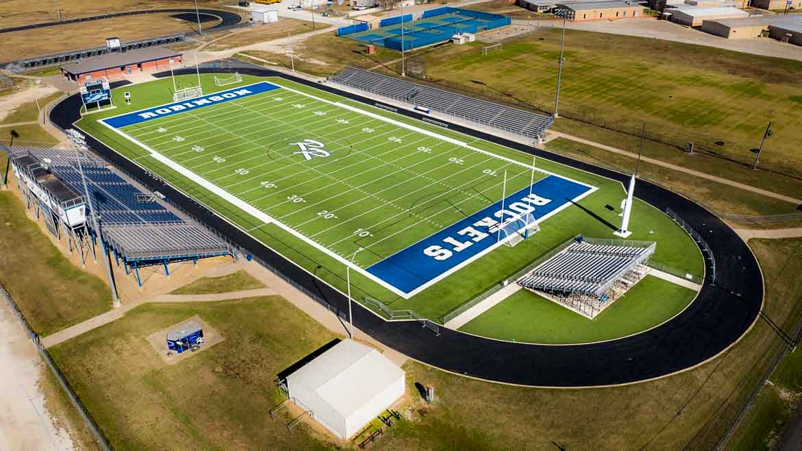 Robinson Rocket High School Football Stadium - houses for sale in robinson tx Ariel view of the Robinson Texas Robinson Rocket High School Football Stadium