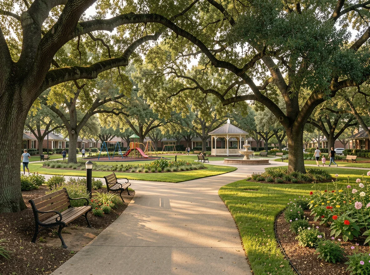 Neighborhood park in Austin with walking paths and shade trees