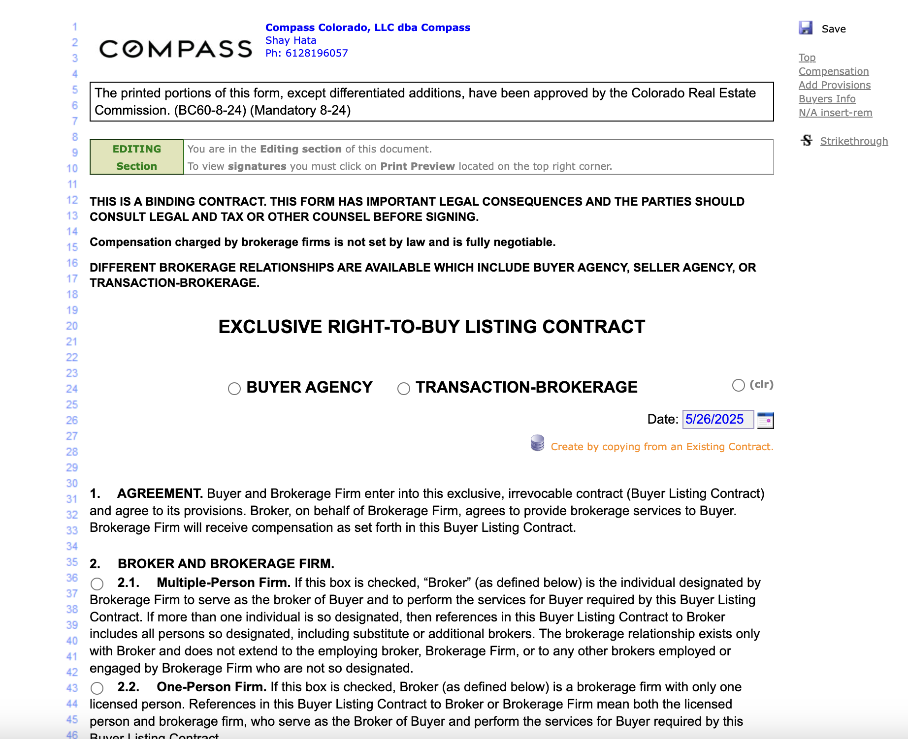 Buyer Rep Agreement