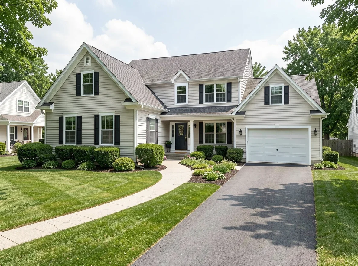 Suburban home exterior in Plainview