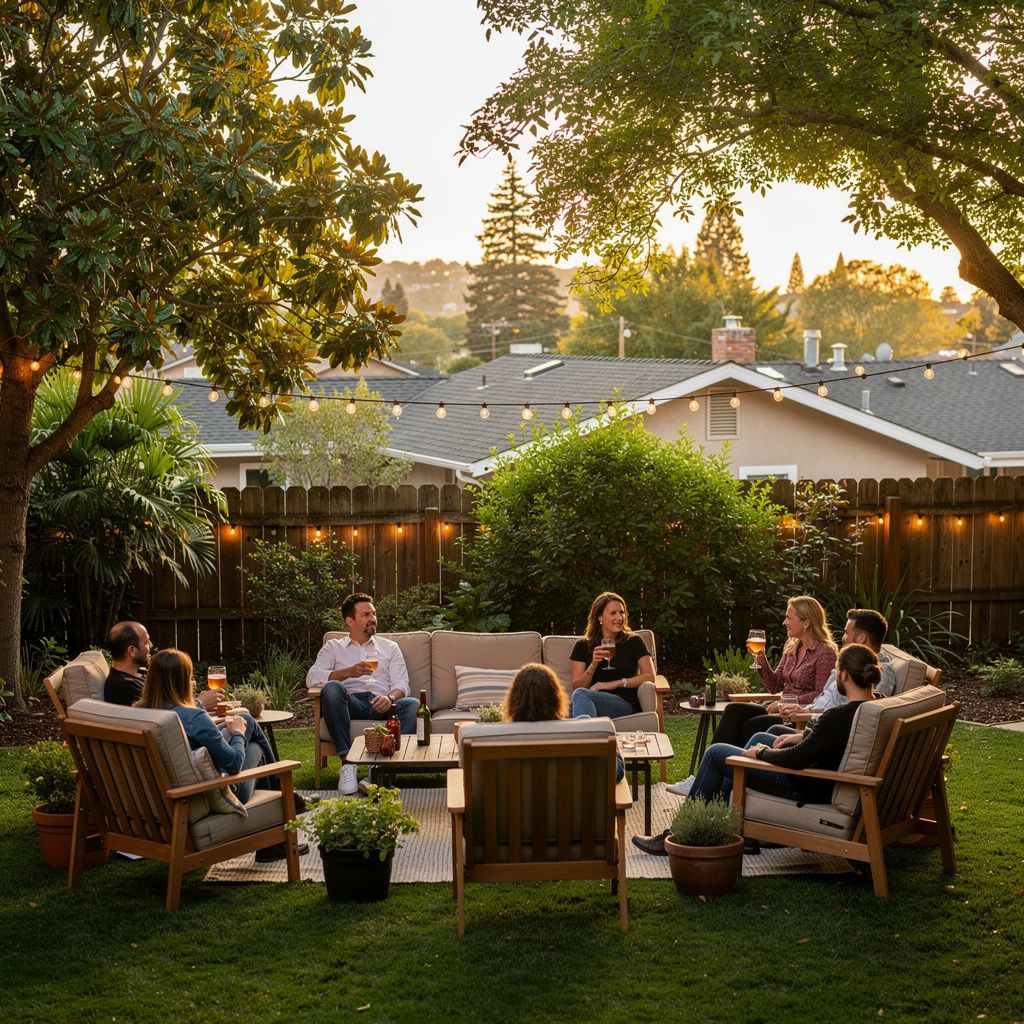 Outdoor gathering in a Windsor California backyard