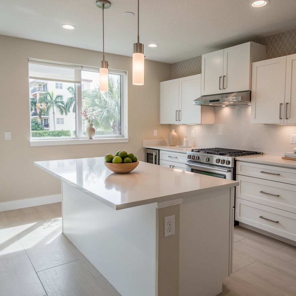 Updated South Florida condo kitchen with modern finishes