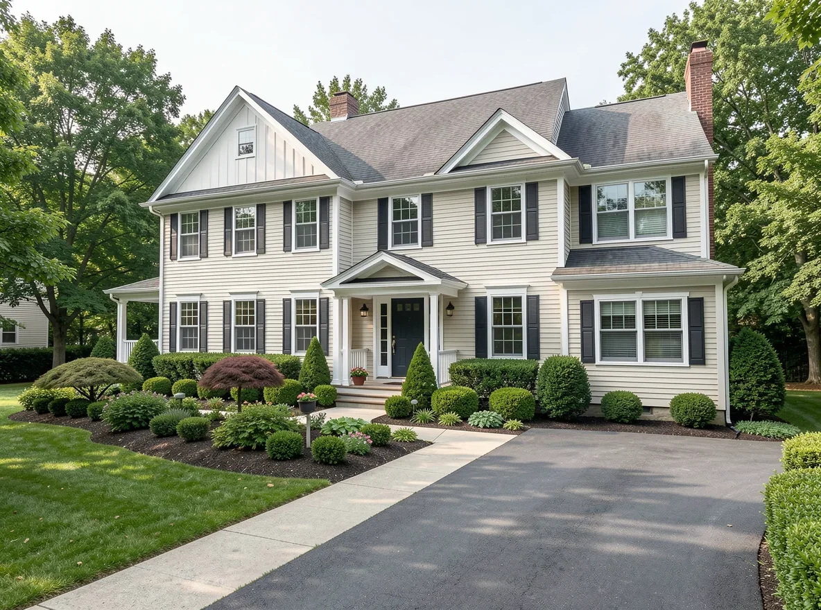 Updated family home exterior in Dedham