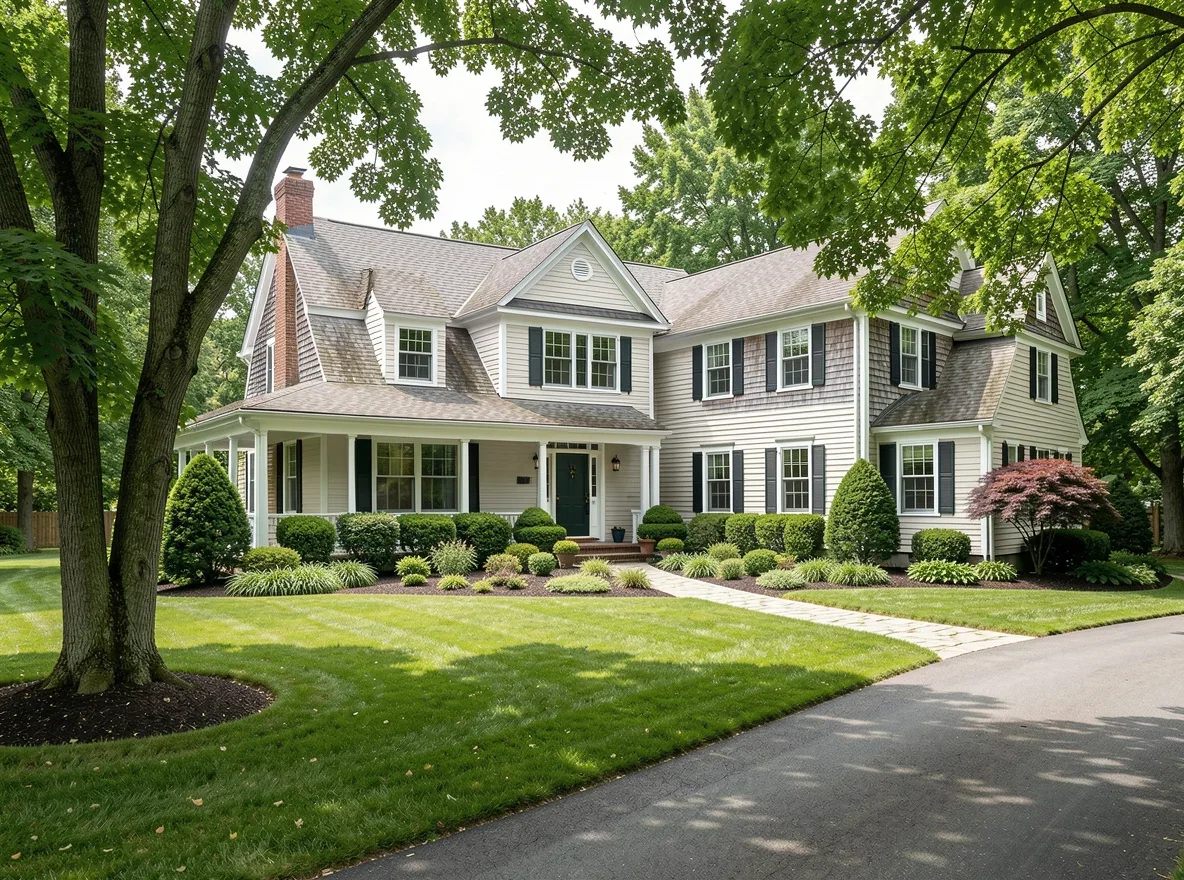 Traditional home exterior in Medfield