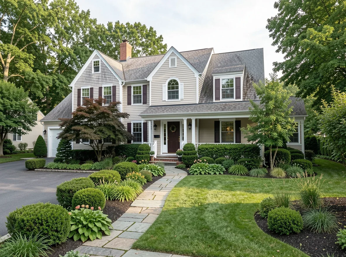 New England home exterior in a suburban Greater Boston town