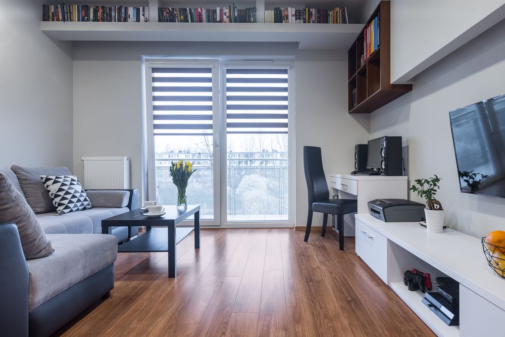 small-space-living-room-with-office-table small space living room with office table