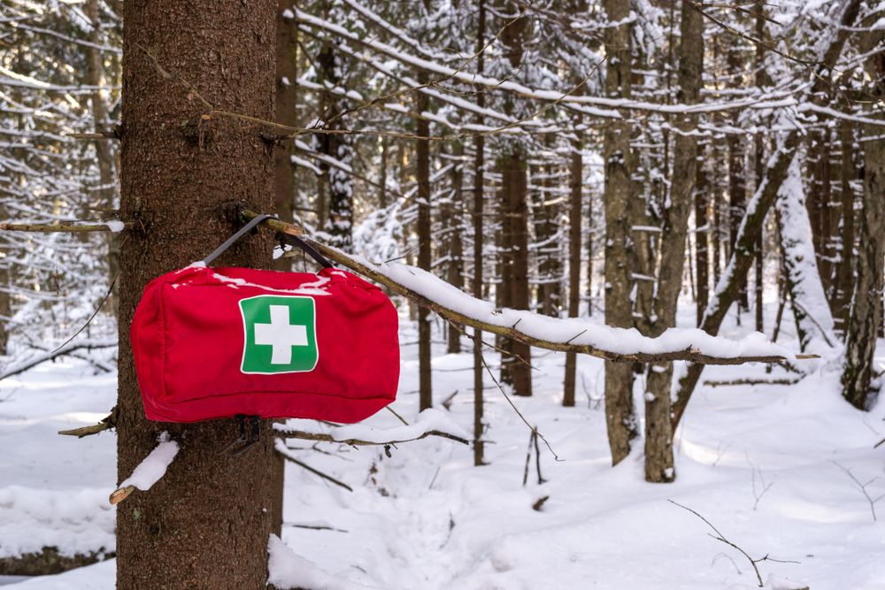 First-Aid-Kit-Hanging-On-The-Tree First Aid Kit Hanging On The Tree