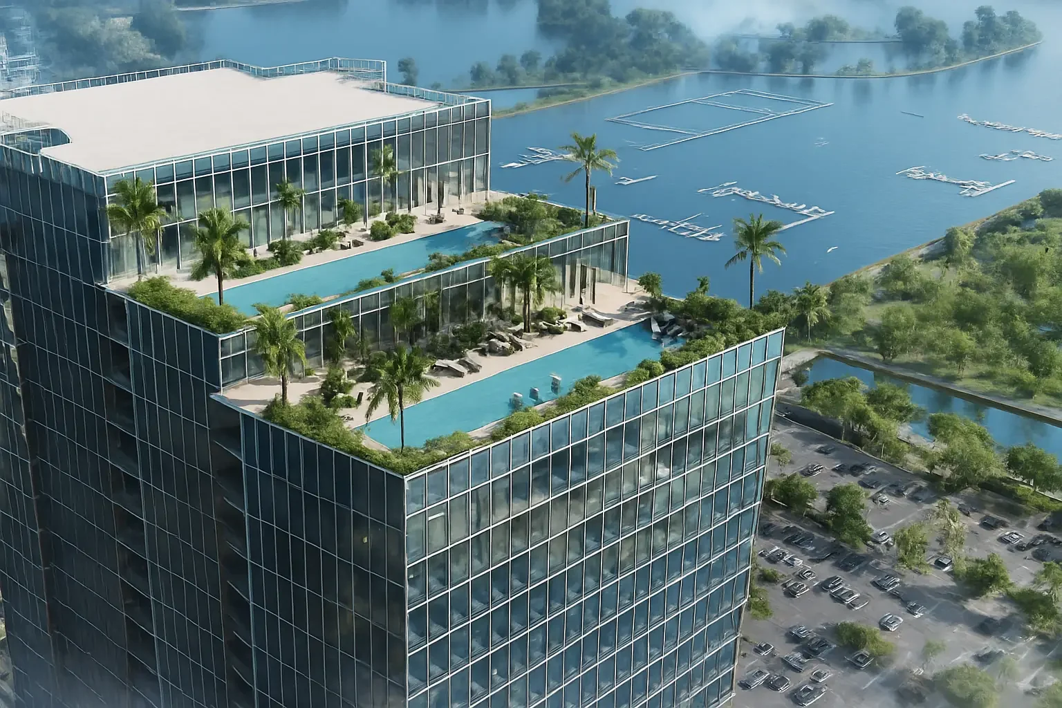 Waldorf Astoria Residences St. Petersburg tower Waldorf Astoria Residences St. Petersburg tower rendering with bayfront view