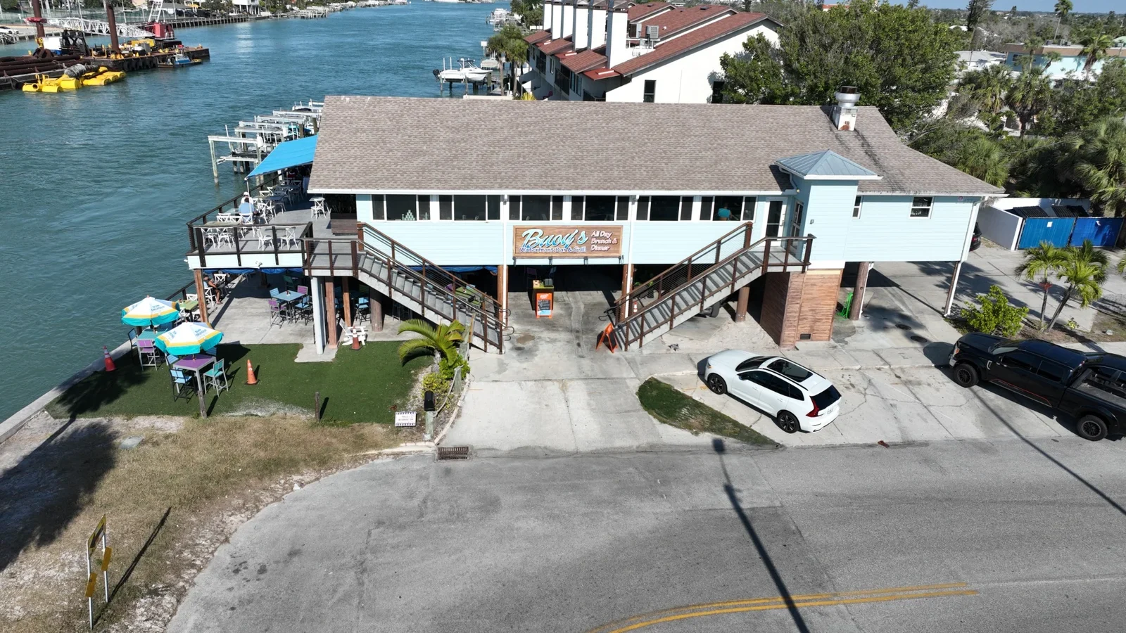Buoy’s Waterfront Restaurant in St. Pete Beach, FL with outdoor waterfront dining overlooking the Intracoastal Waterway