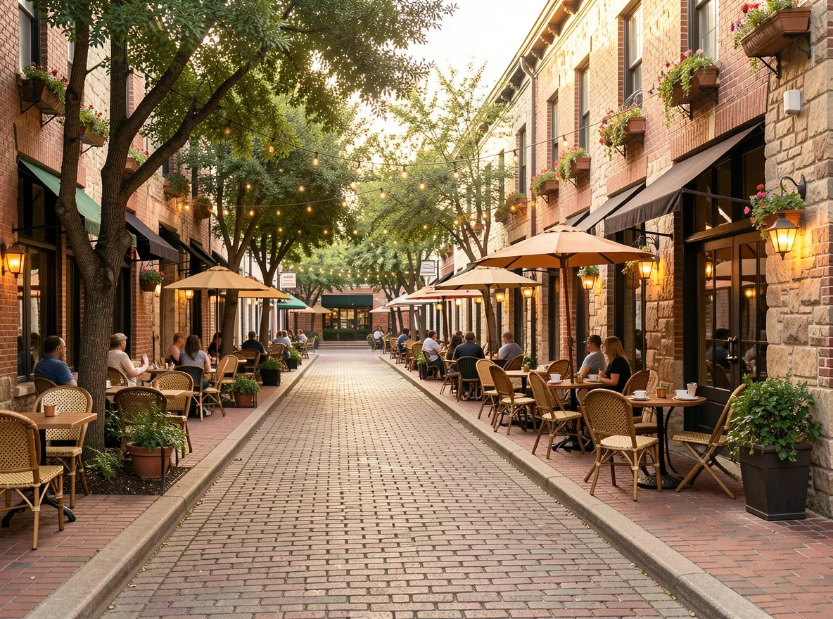 Walkable neighborhood gathering area in Dallas