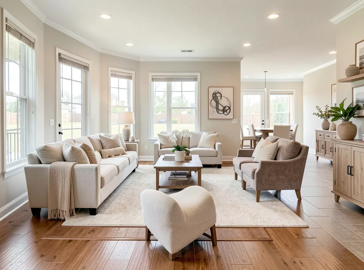 Bright open living area in a Fort Worth home