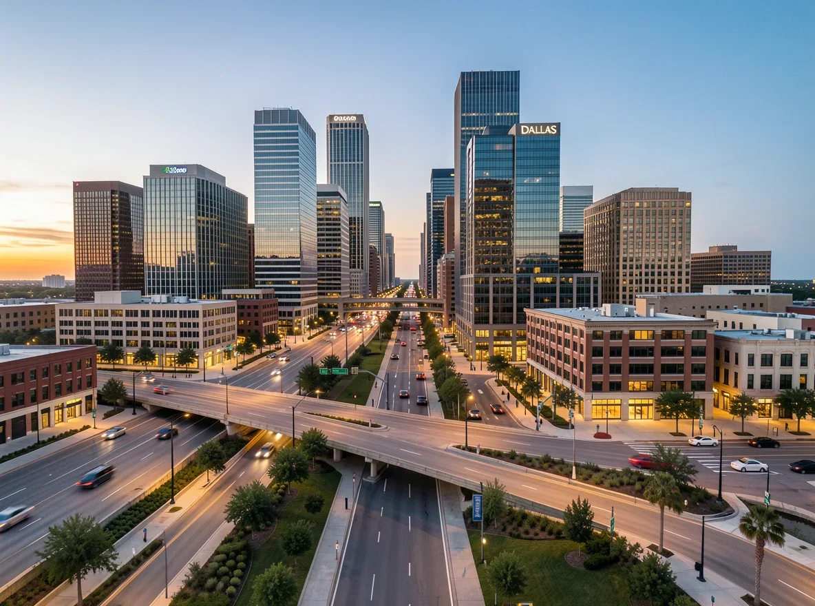 Dallas skyline and urban core