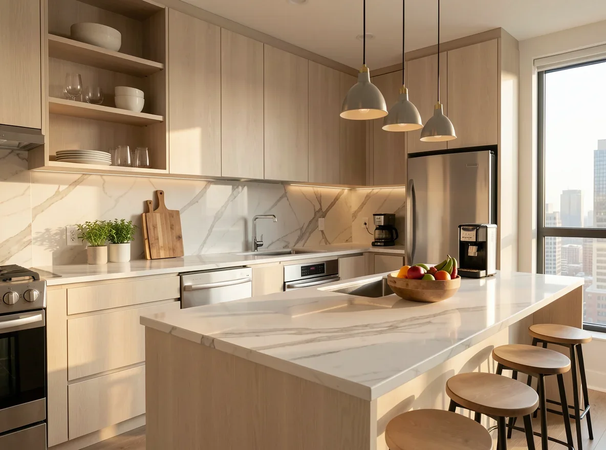 Streamlined apartment kitchen
