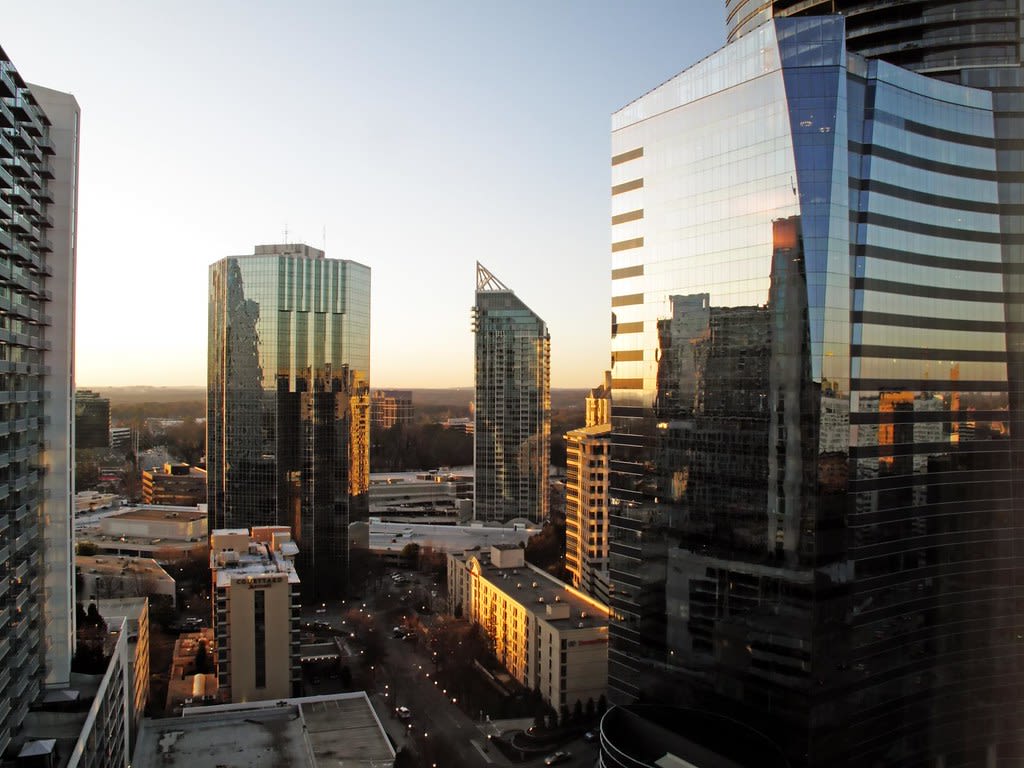 City skyline and neighborhoods
