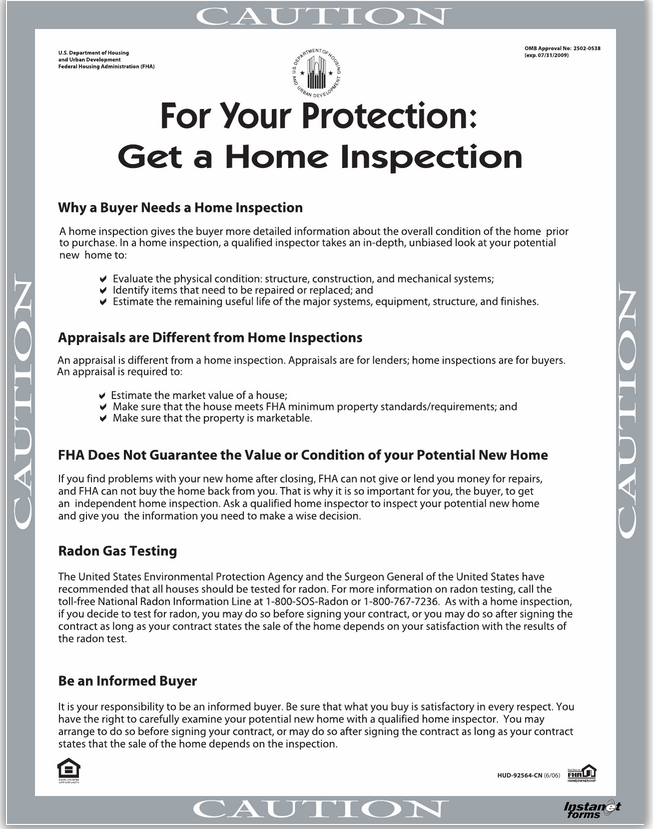 For your protection, get a home inspection!